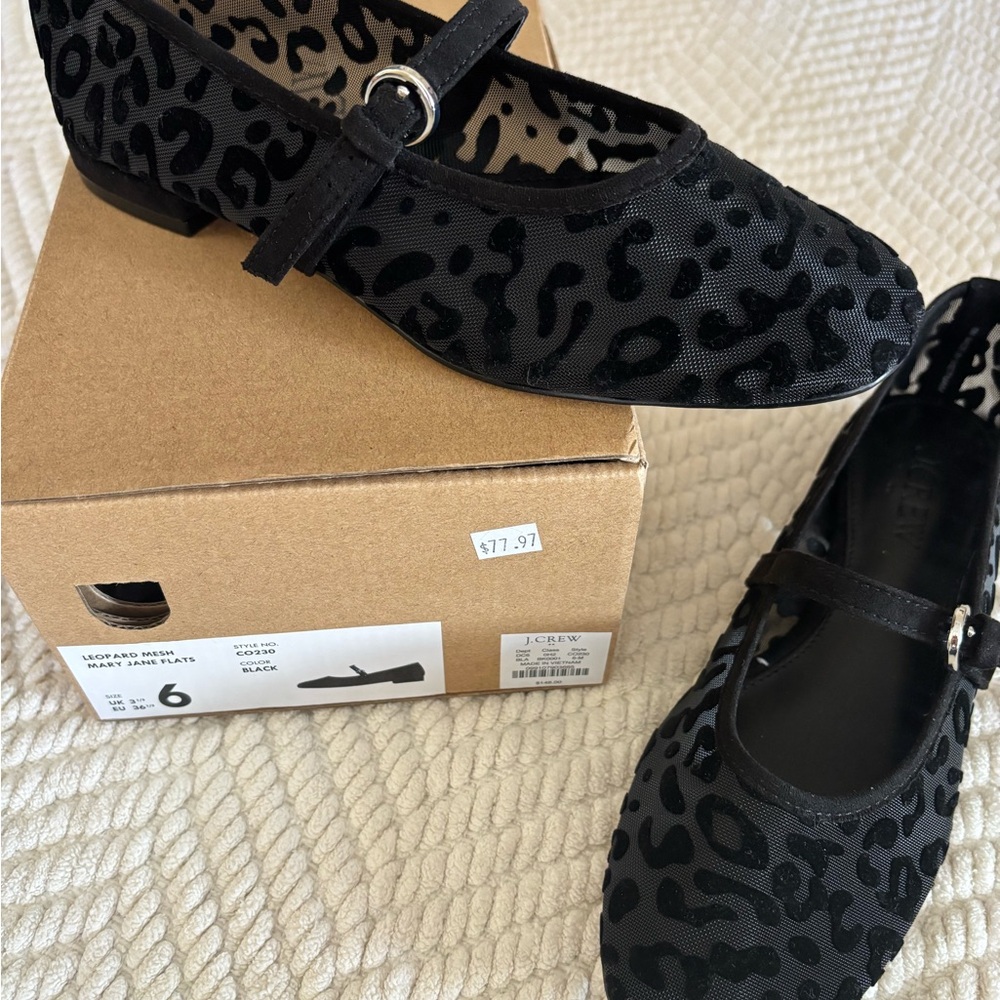 NEW with box JCREW Leopard mesh Mary Jane flats -retails $148 - Picture 2 of 3